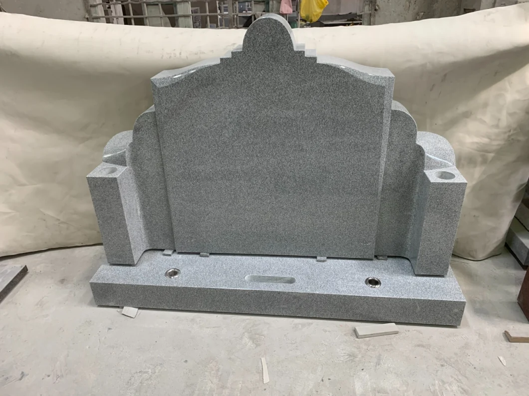 Abstract Shape Absolute Black and Grey White Granite Tombstone